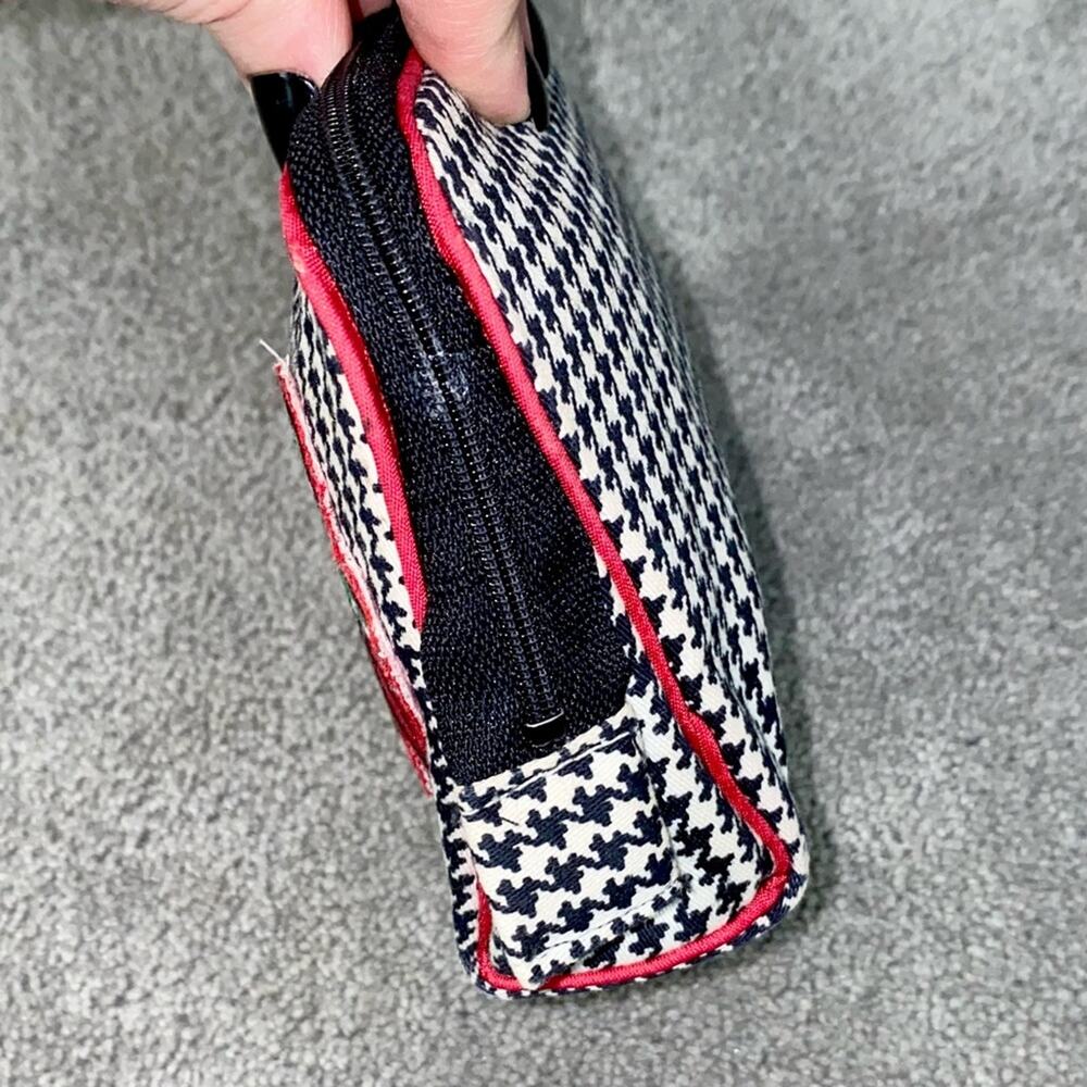 AUTH VTG Christian Dior Houndstooth Small Cosmetic Makeup Bag Clutch Zip Pouch - Picture 9 of 16